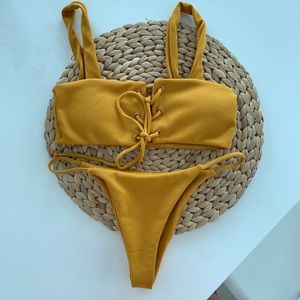 Brazilian tie bikini yellow cheeky